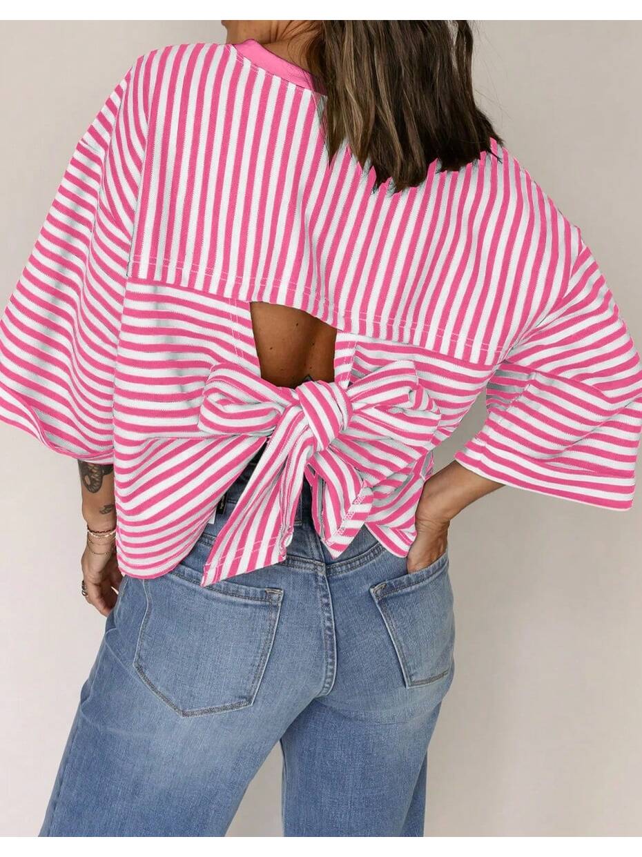 Boho Retro 90's Cotton Mix  Drop Shoulder Stripe Raglan Oversized Side Slit Dolman Shirt Top  Sweatshirt Pullover
