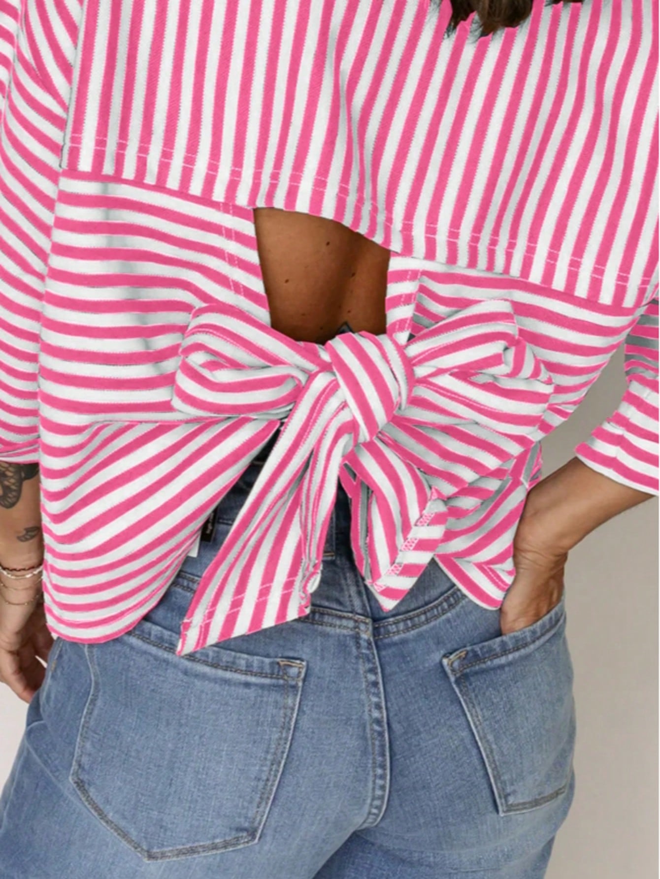 Boho Retro 90's Cotton Mix  Drop Shoulder Stripe Raglan Oversized Side Slit Dolman Shirt Top  Sweatshirt Pullover