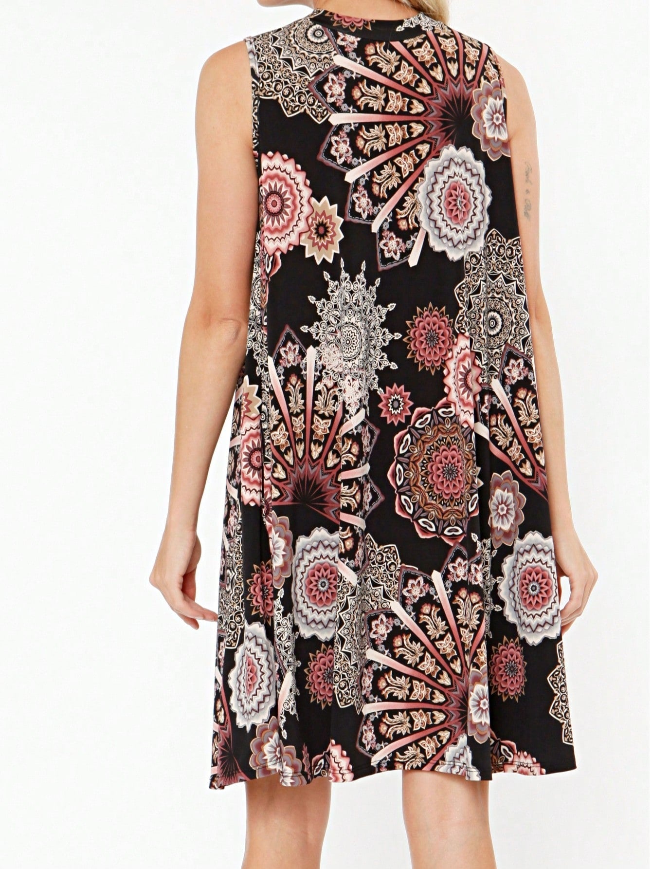 Vintage Boho Short Sleeve Summer Fall Charcoal Burgundy Red Floral Shift Swing Aline Southern Dress | Small-3 XL Plus