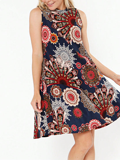 Vintage Boho Short Sleeve Summer Fall Charcoal Burgundy Red Floral Shift Swing Aline Southern Dress | Small-3 XL Plus