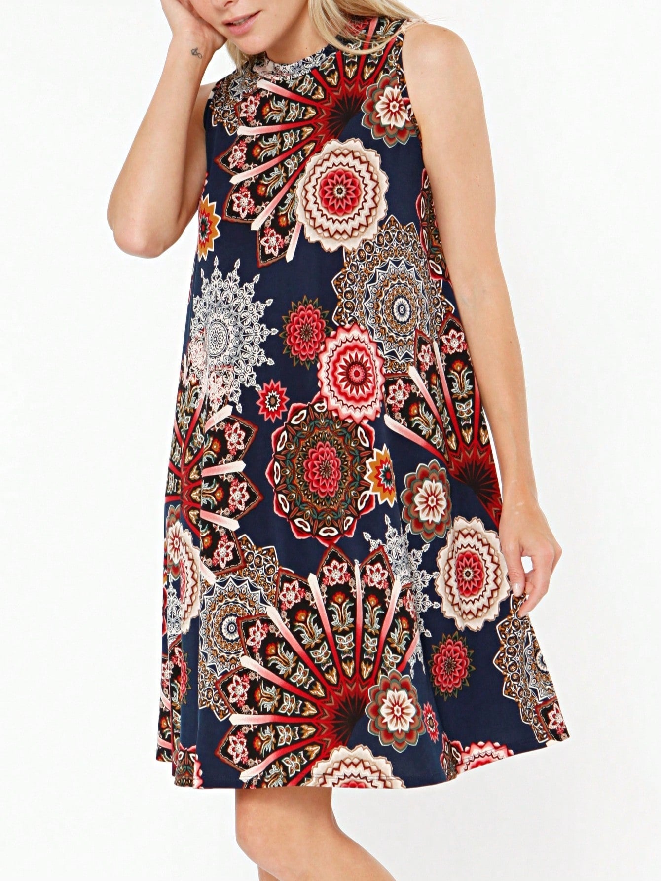 Vintage Boho Short Sleeve Summer Fall Charcoal Burgundy Red Floral Shift Swing Aline Southern Dress | Small-3 XL Plus