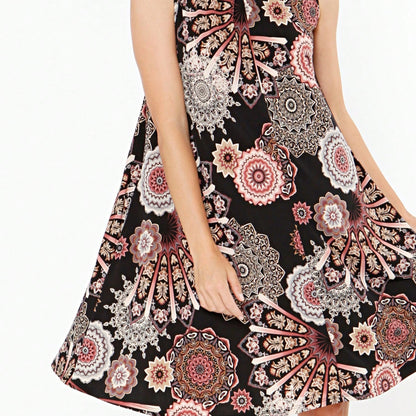 Vintage Boho Short Sleeve Summer Fall Charcoal Burgundy Red Floral Shift Swing Aline Southern Dress | Small-3 XL Plus