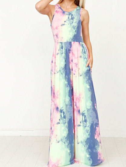 Retro Boho Woven Floral Pink Yellow Maxi Surplice Wrap Sah Dress Front Tie Flutter Sleeve