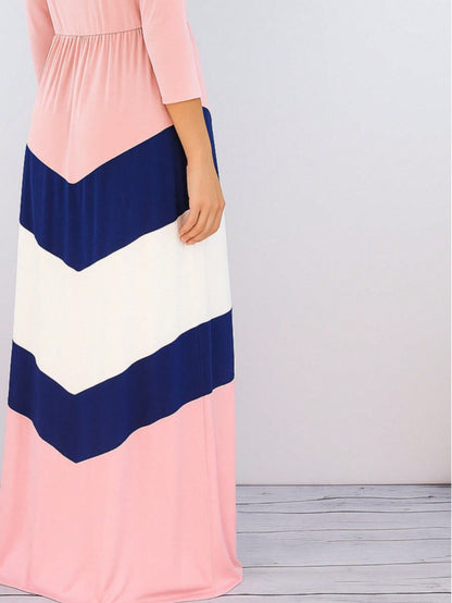 Retro Boho Woven Floral Pink Yellow Maxi Surplice Wrap Sah Dress Front Tie Flutter Sleeve
