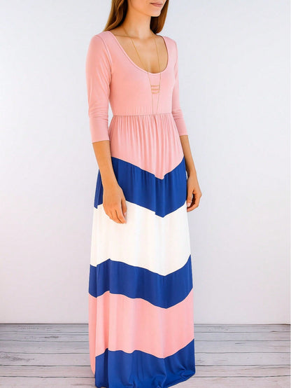 Retro Boho Woven Floral Pink Yellow Maxi Surplice Wrap Sah Dress Front Tie Flutter Sleeve