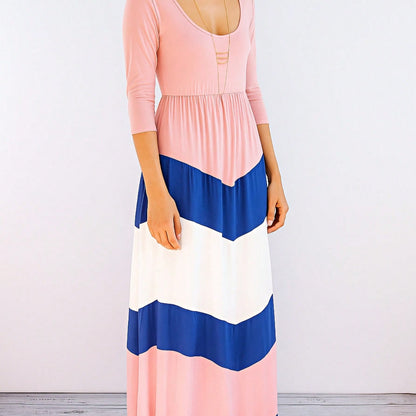 Retro Boho Woven Floral Pink Yellow Maxi Surplice Wrap Sah Dress Front Tie Flutter Sleeve