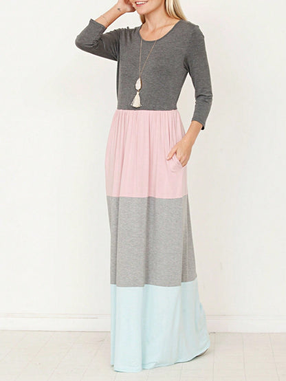 Elegant Stripe Maxi Dress With Side Pockets Versatile Summer Dress For Women