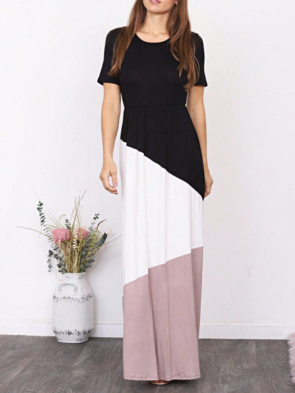 Elegant Stripe Maxi Dress With Side Pockets Versatile Summer Dress For Women