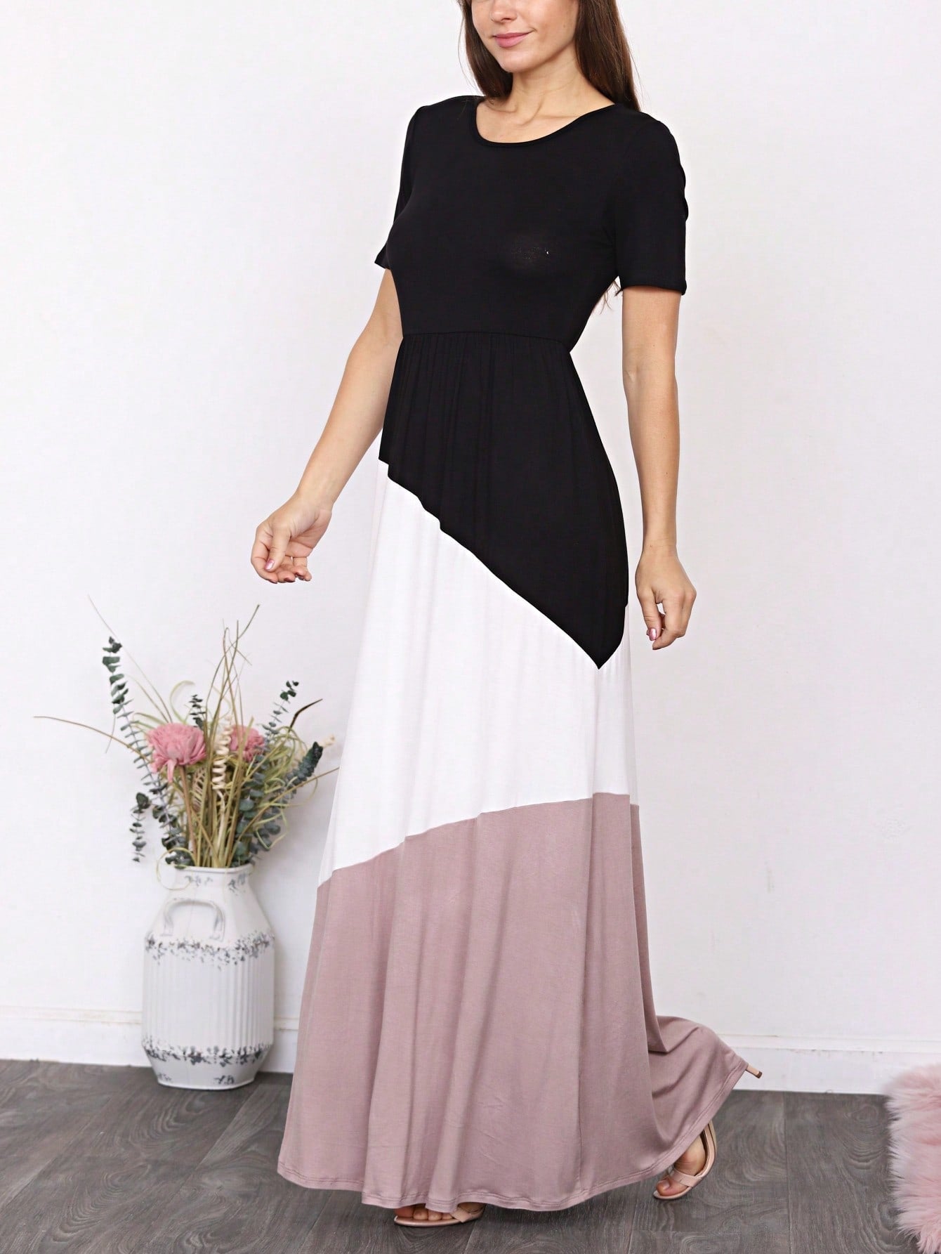 Elegant Stripe Maxi Dress With Side Pockets Versatile Summer Dress For Women
