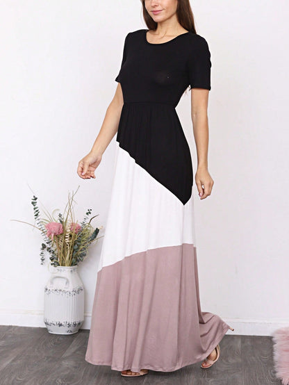Elegant Stripe Maxi Dress With Side Pockets Versatile Summer Dress For Women