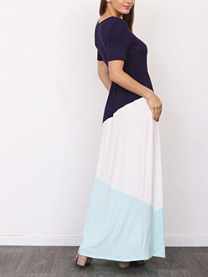 Elegant Stripe Maxi Dress With Side Pockets Versatile Summer Dress For Women