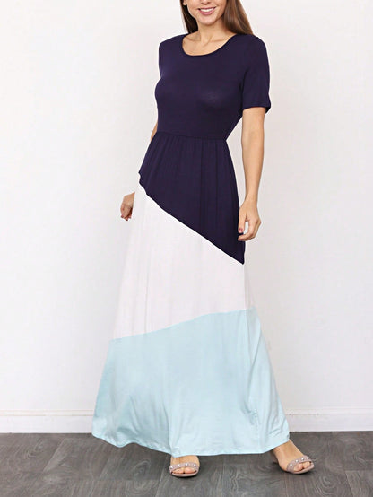 Elegant Stripe Maxi Dress With Side Pockets Versatile Summer Dress For Women