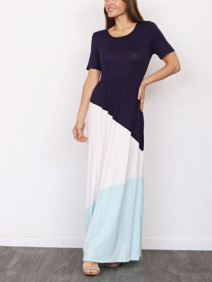 Elegant Stripe Maxi Dress With Side Pockets Versatile Summer Dress For Women