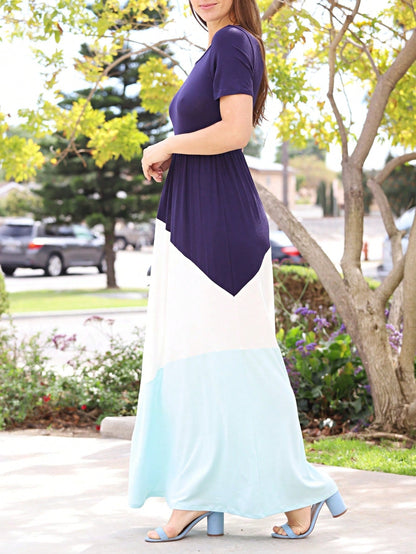 Elegant Stripe Maxi Dress With Side Pockets Versatile Summer Dress For Women