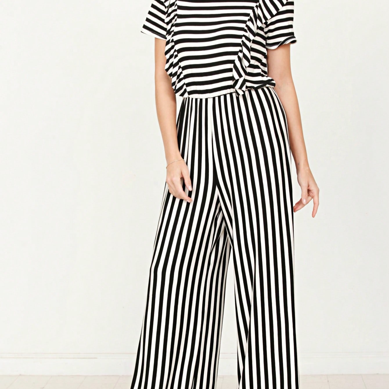 Boho  Retro 60's Romper Stripe Shorts Short Sleeve With Sash Jumpsuit