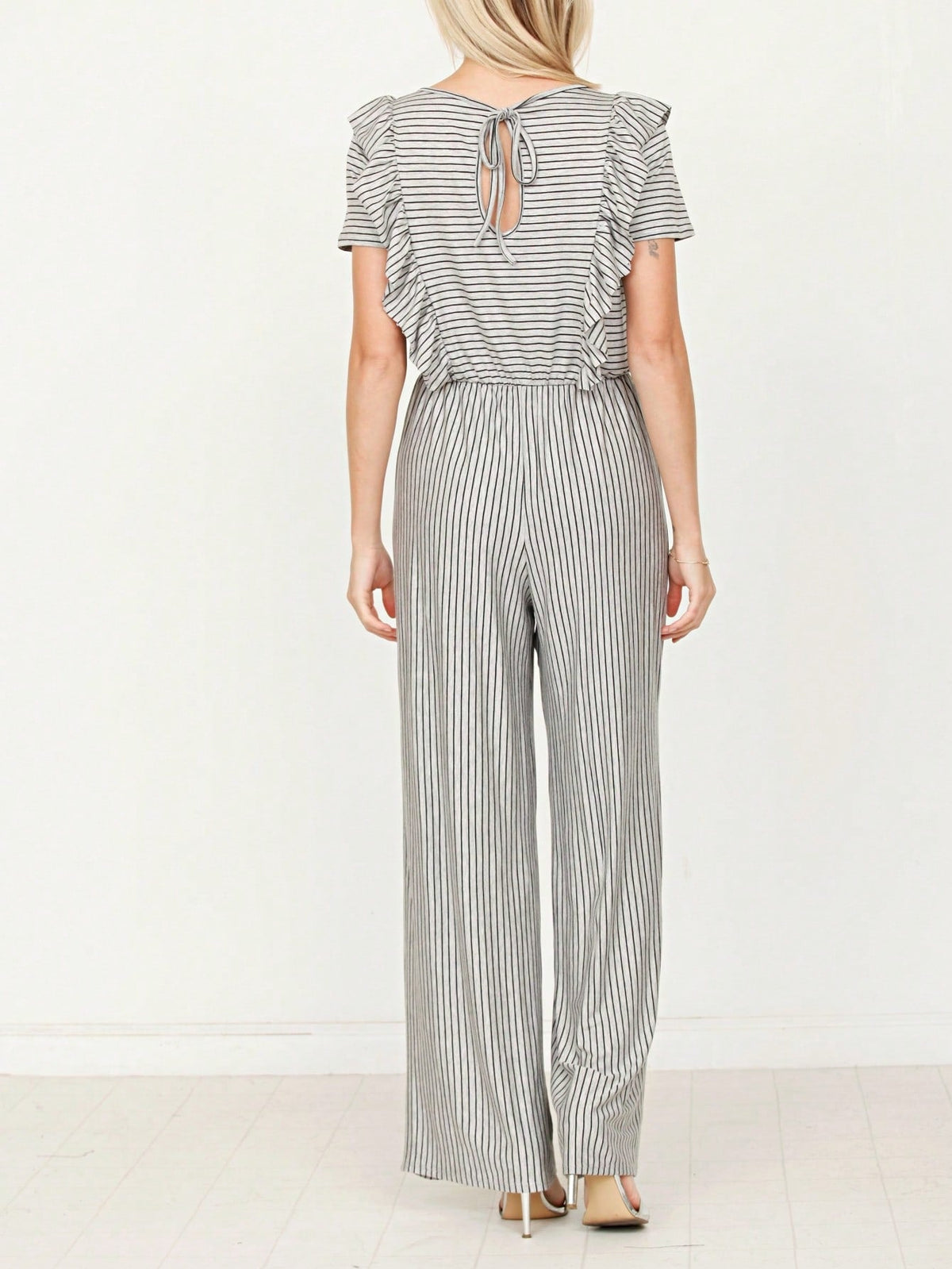 Boho  Retro 60's Romper Stripe Shorts Short Sleeve With Sash Jumpsuit