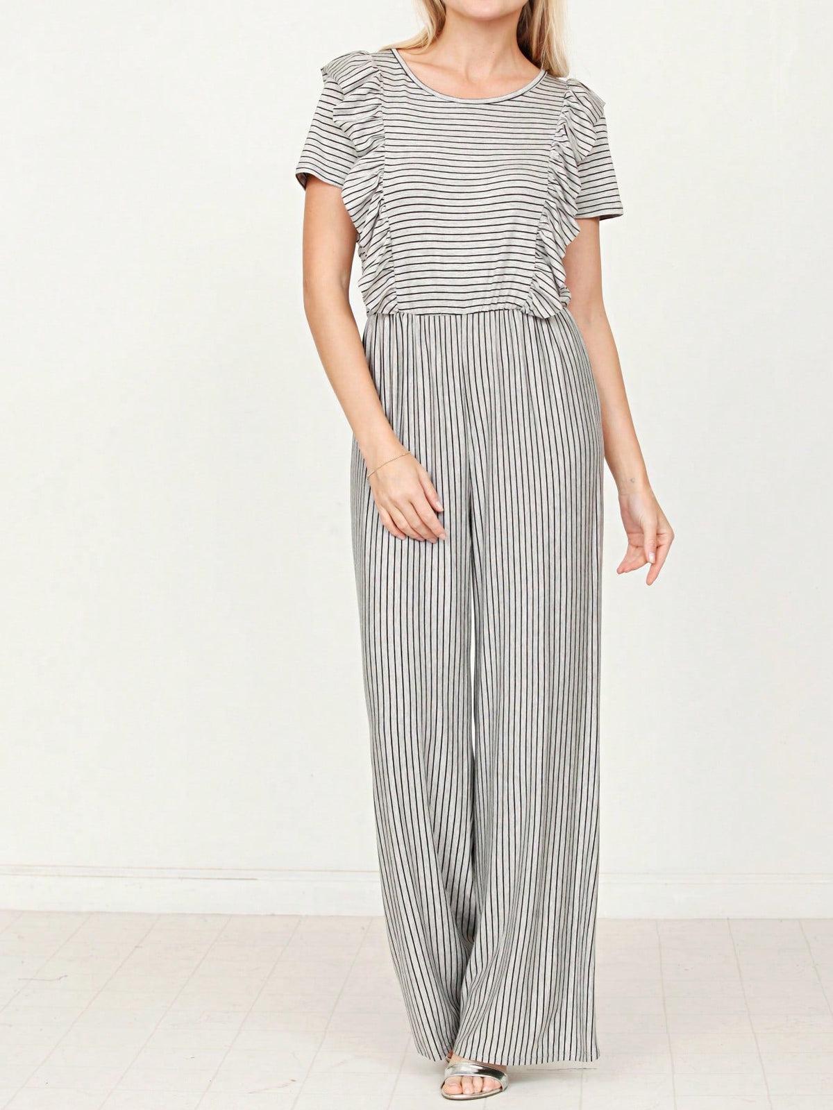 Boho  Retro 60's Romper Stripe Shorts Short Sleeve With Sash Jumpsuit