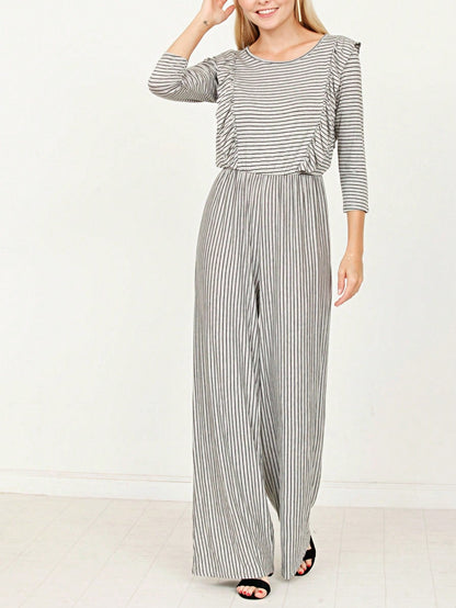 Boho  Retro 60's Romper Stripe Shorts Short Sleeve With Sash Jumpsuit