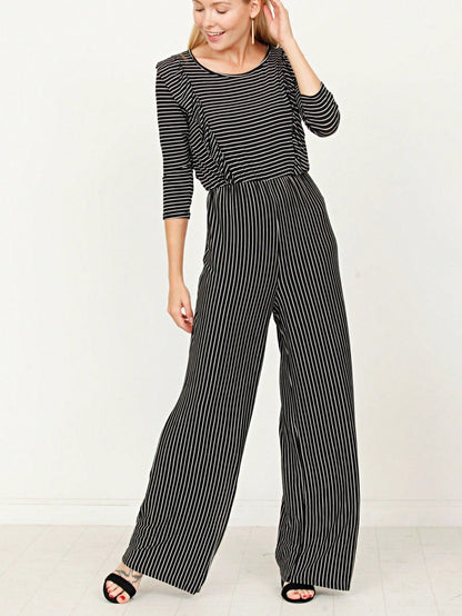 Boho  Retro 60's Romper Stripe Shorts Short Sleeve With Sash Jumpsuit