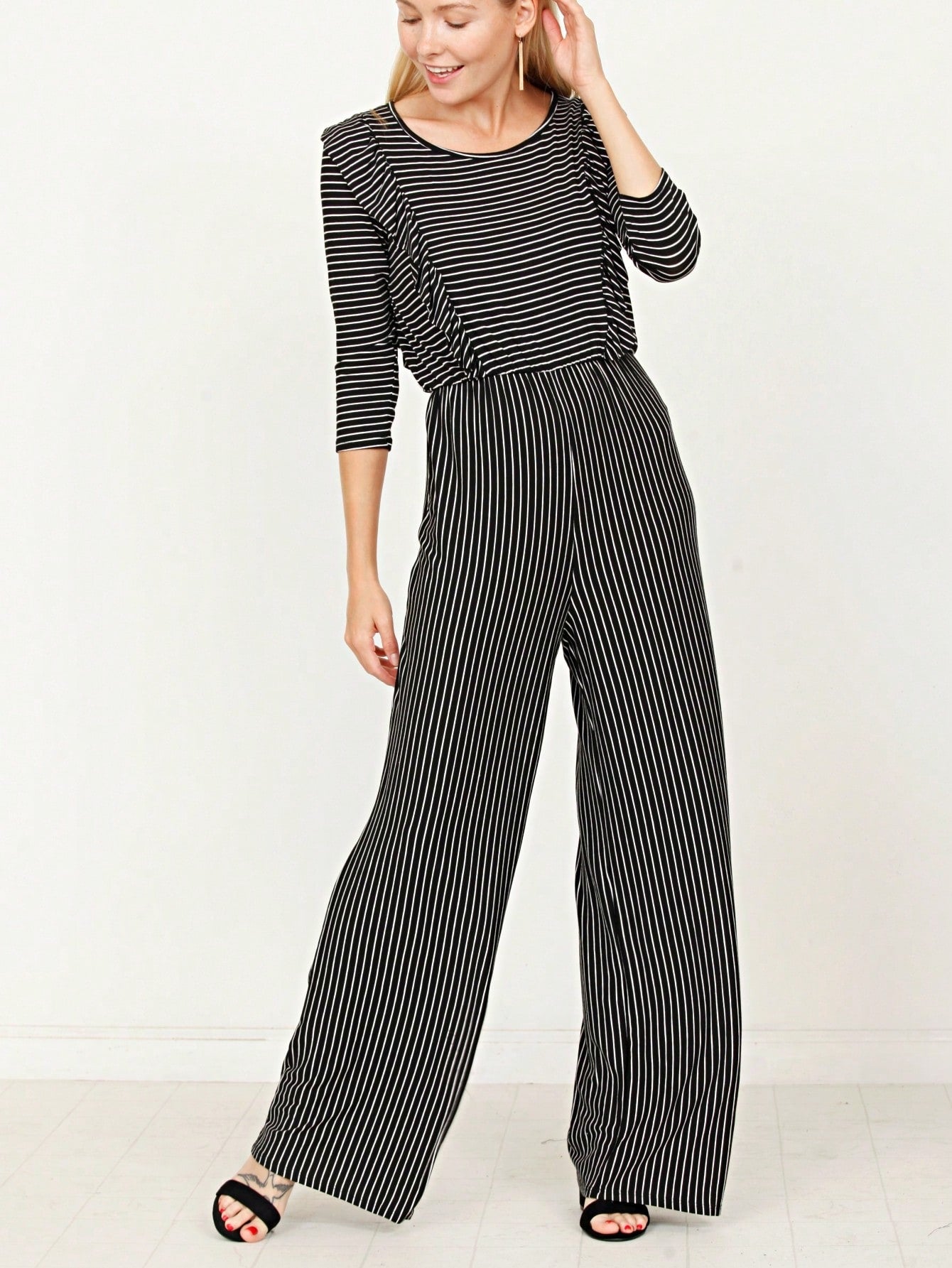 Boho  Retro 60's Romper Stripe Shorts Short Sleeve With Sash Jumpsuit