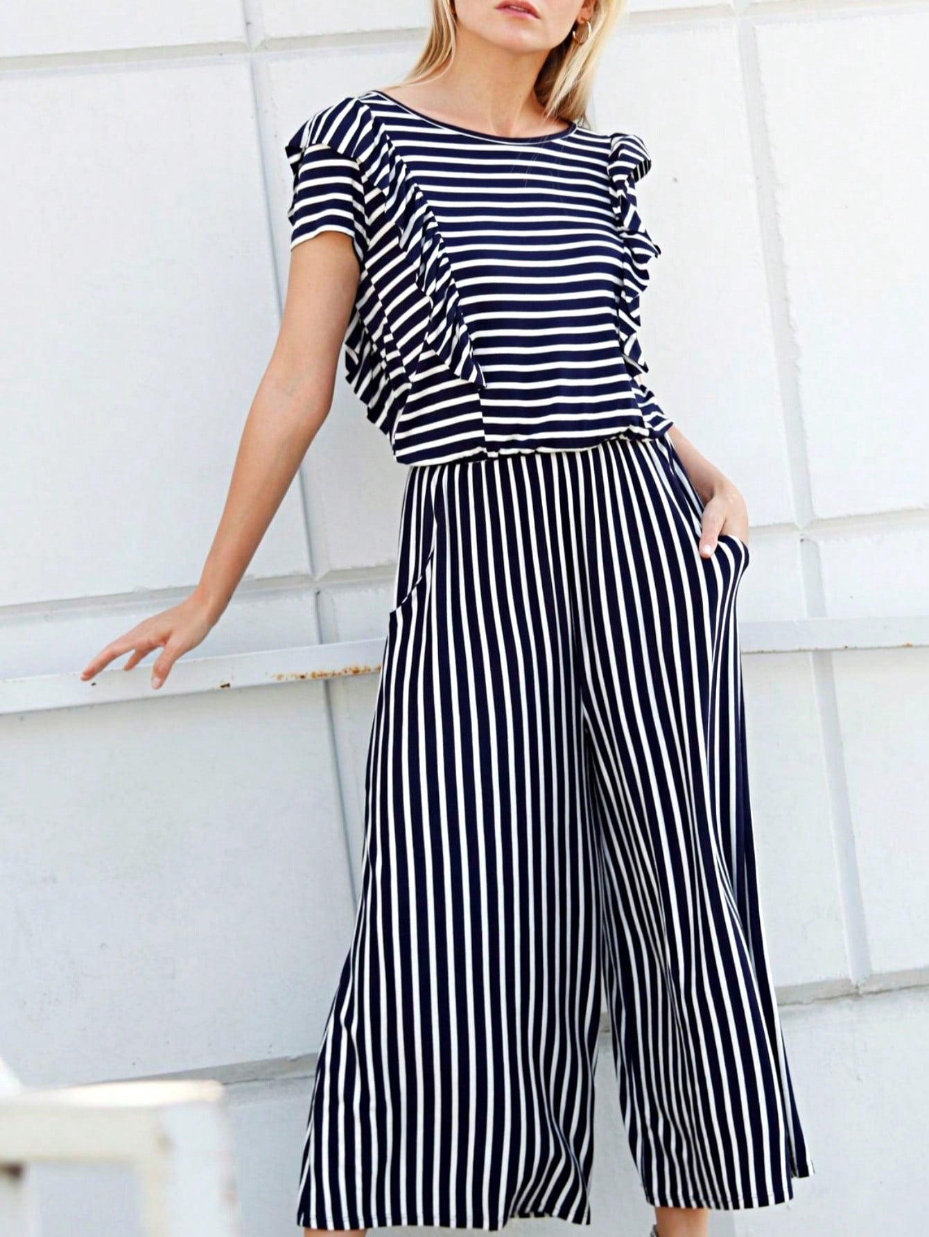 Boho  Retro 60's Romper Stripe Shorts Short Sleeve With Sash Jumpsuit