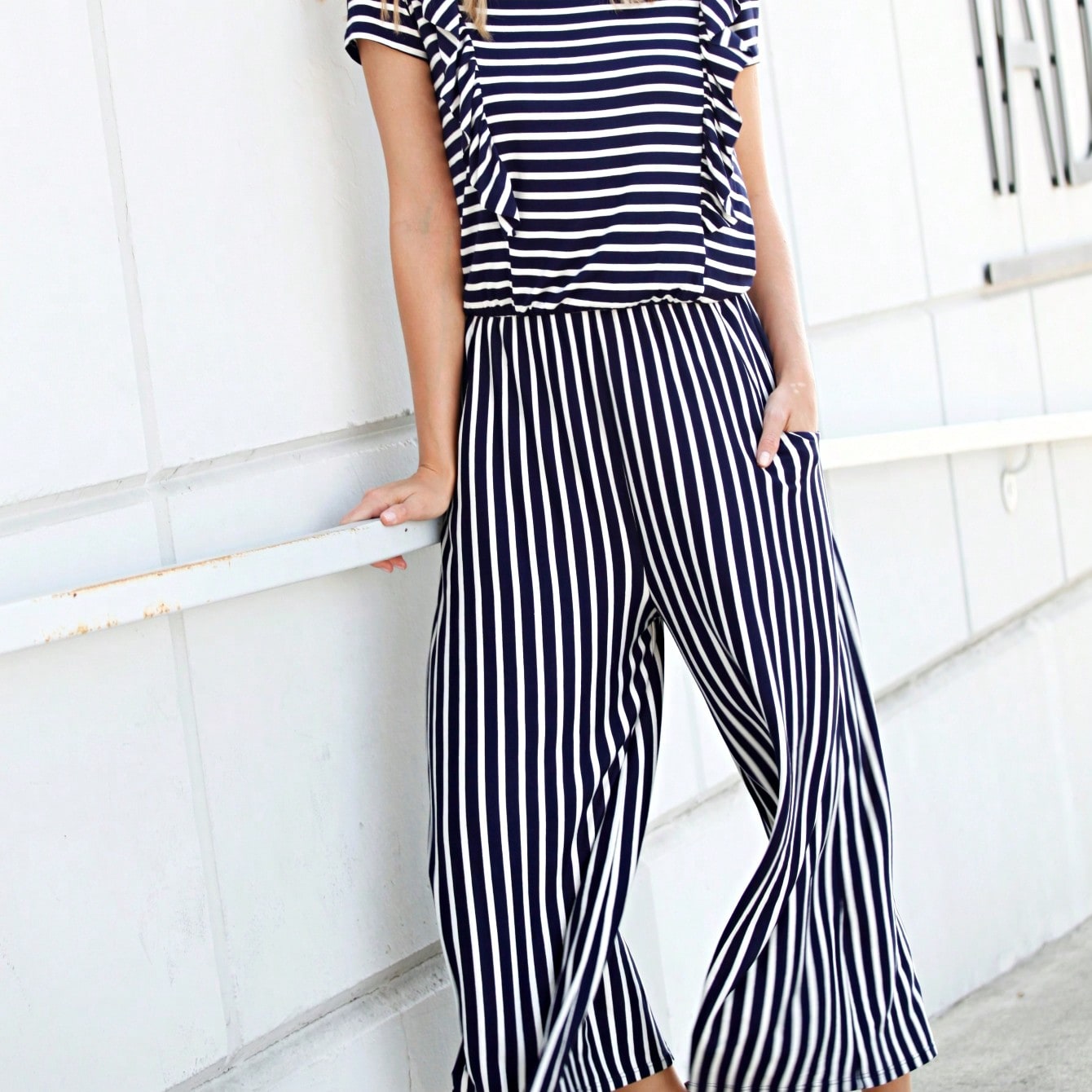 Boho  Retro 60's Romper Stripe Shorts Short Sleeve With Sash Jumpsuit