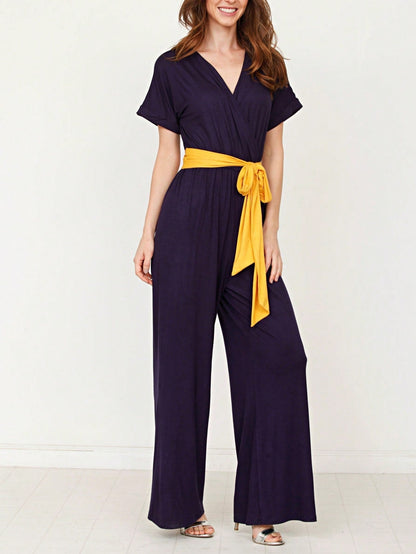 Boho  Retro 60's Romper Stripe Shorts Short Sleeve With Sash Jumpsuit
