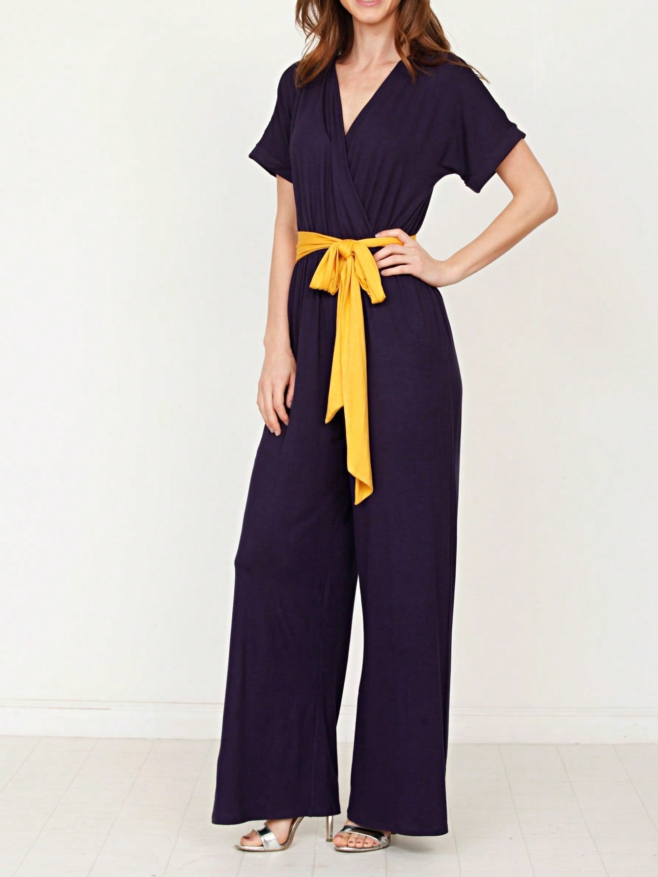 Boho  Retro 60's Romper Stripe Shorts Short Sleeve With Sash Jumpsuit