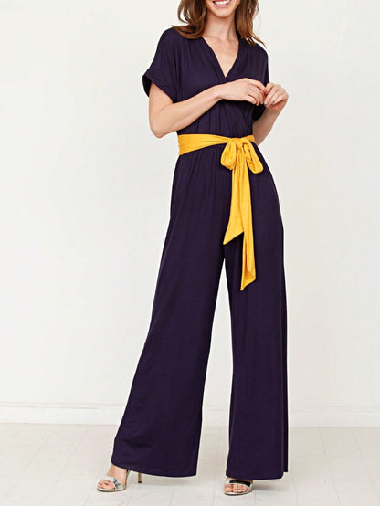 Boho  Retro 60's Romper Stripe Shorts Short Sleeve With Sash Jumpsuit