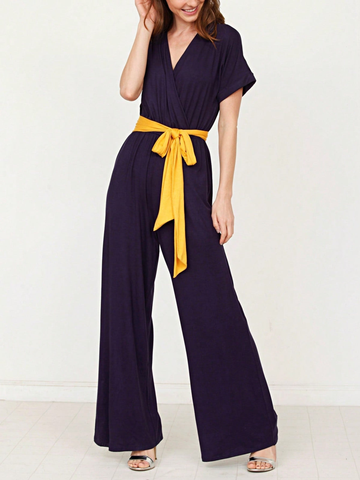 Boho  Retro 60's Romper Stripe Shorts Short Sleeve With Sash Jumpsuit