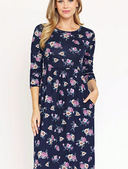 Tiered Tropical Short Sleeve Leaves Floral  Maxi Long Woven Dress
