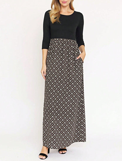 Tiered Tropical Short Sleeve Leaves Floral  Maxi Long Woven Dress