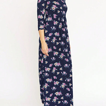 Tiered Tropical Short Sleeve Leaves Floral  Maxi Long Woven Dress
