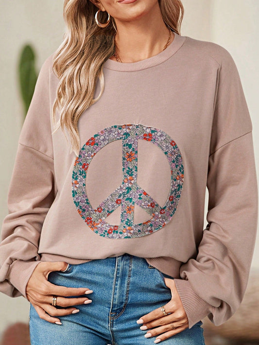 Boho Retro Vintage 90's Free Style Cotton Vanilla Khaki Pink Drop Raglan Shoulder  Solid Floral Patch Oversized Bishop Sleeve Textured Pocket  Knit Top Sweat Shirt Pullover Sweater