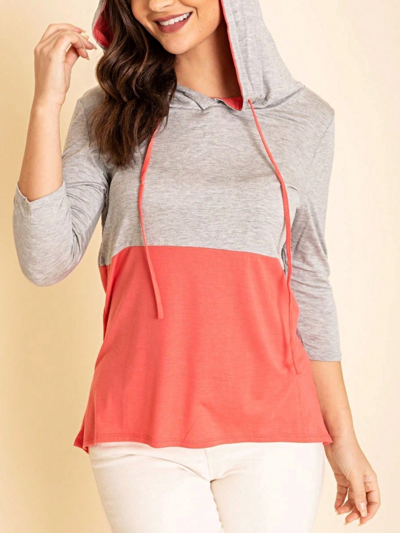 Black White Pink Mint Color Block 3/4 Sleeve Top Shirt Blouse | S-3X
