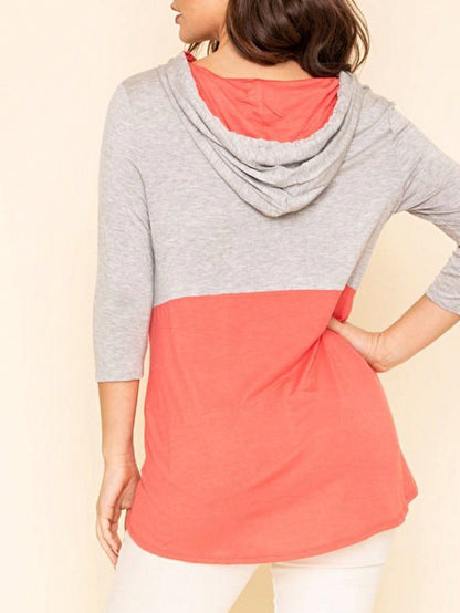 Black White Pink Mint Color Block 3/4 Sleeve Top Shirt Blouse | S-3X