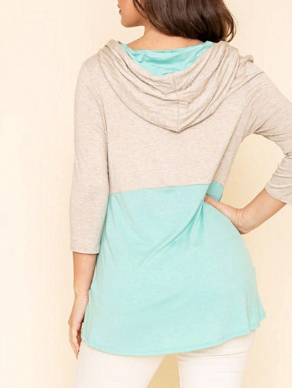 Black White Pink Mint Color Block 3/4 Sleeve Top Shirt Blouse | S-3X