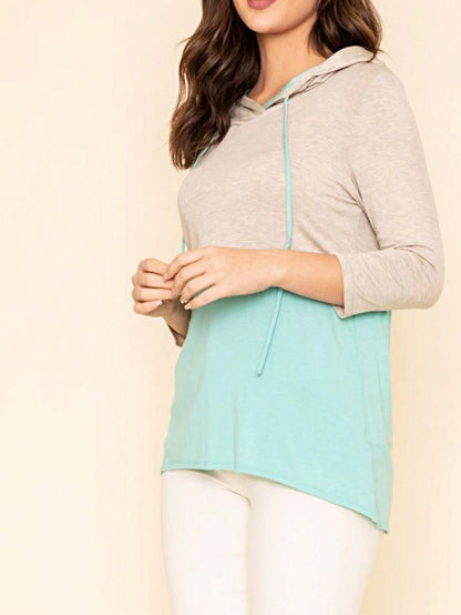 Black White Pink Mint Color Block 3/4 Sleeve Top Shirt Blouse | S-3X