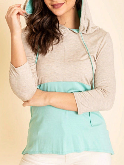 Black White Pink Mint Color Block 3/4 Sleeve Top Shirt Blouse | S-3X