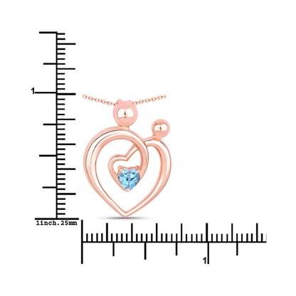 0.28 Ct Heart Swiss Blue Topaz Prong Rose Gold Plated Mom Necklace