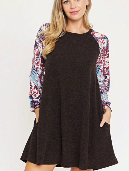 Boho Retro Classic Cap Sleeve Raglan Contrast  Stripe Green Red Navy Pink Grey Tunic Dress