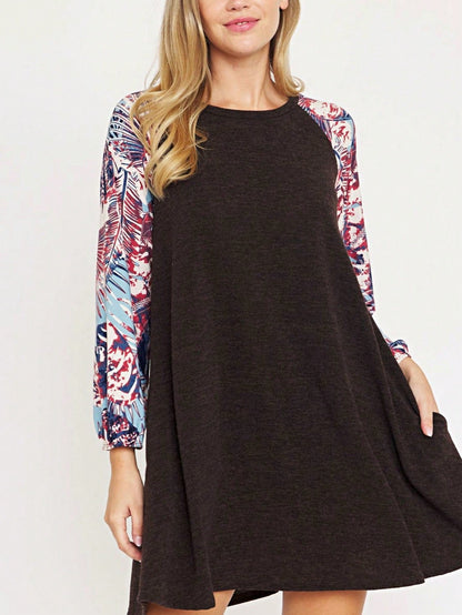 Boho Retro Classic Cap Sleeve Raglan Contrast  Stripe Green Red Navy Pink Grey Tunic Dress