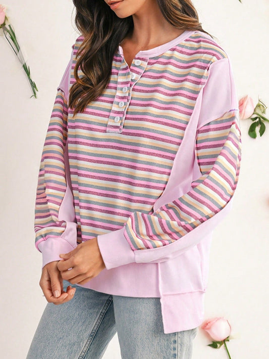 Boho Retro Vintage Cotton 90's Floral Plaid Henry Button Up Drop Shoulder Oversized Bishop Sleeve Top Shirt Oversized Tunic