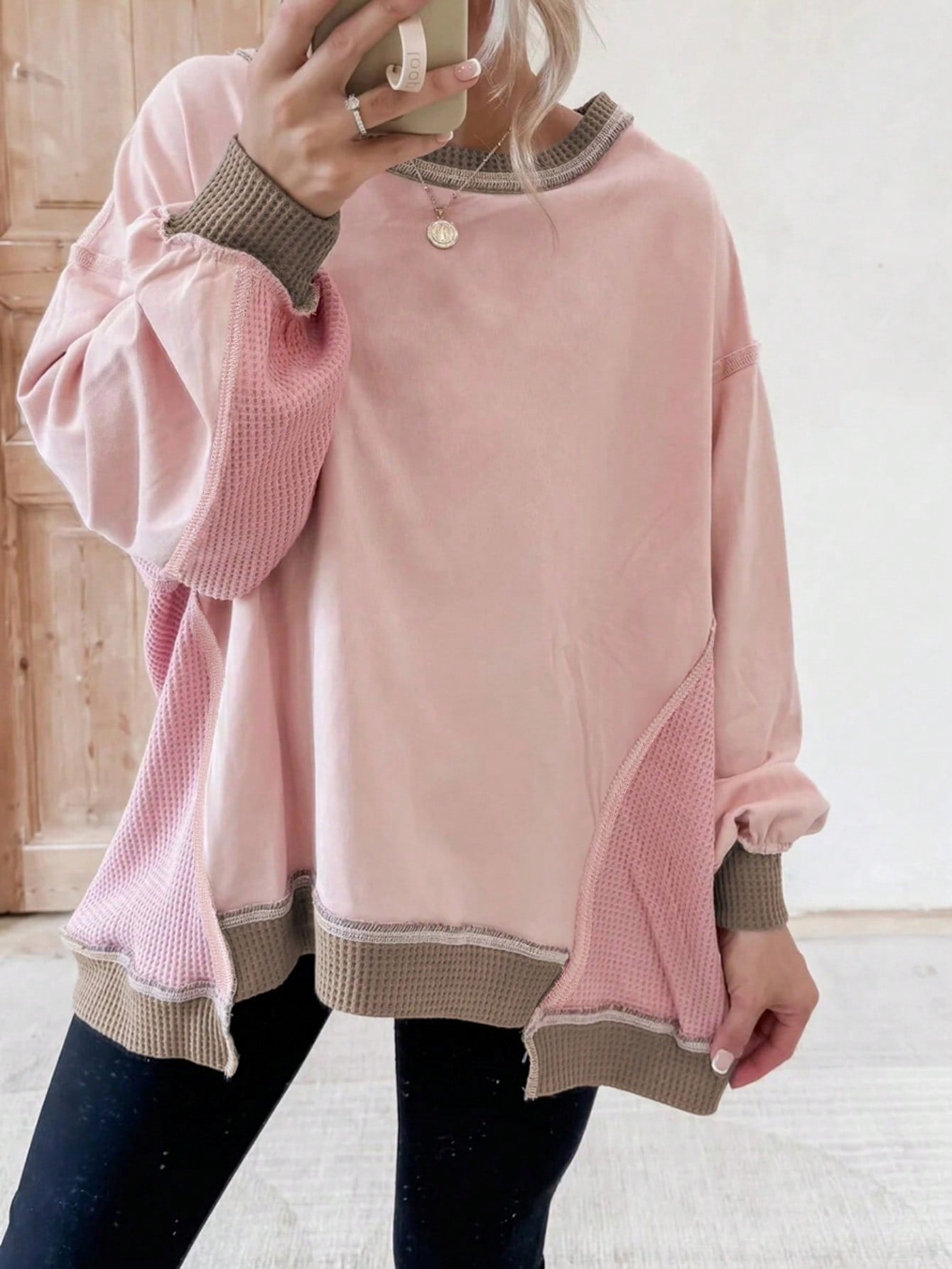 Boho Retro 90's Cotton Mix  Drop Shoulder Stripe Raglan Oversized Side Slit Dolman Shirt Top  Sweatshirt Pullover
