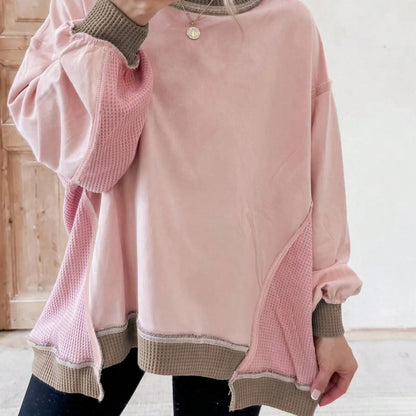 Boho Retro 90's Cotton Mix  Drop Shoulder Stripe Raglan Oversized Side Slit Dolman Shirt Top  Sweatshirt Pullover