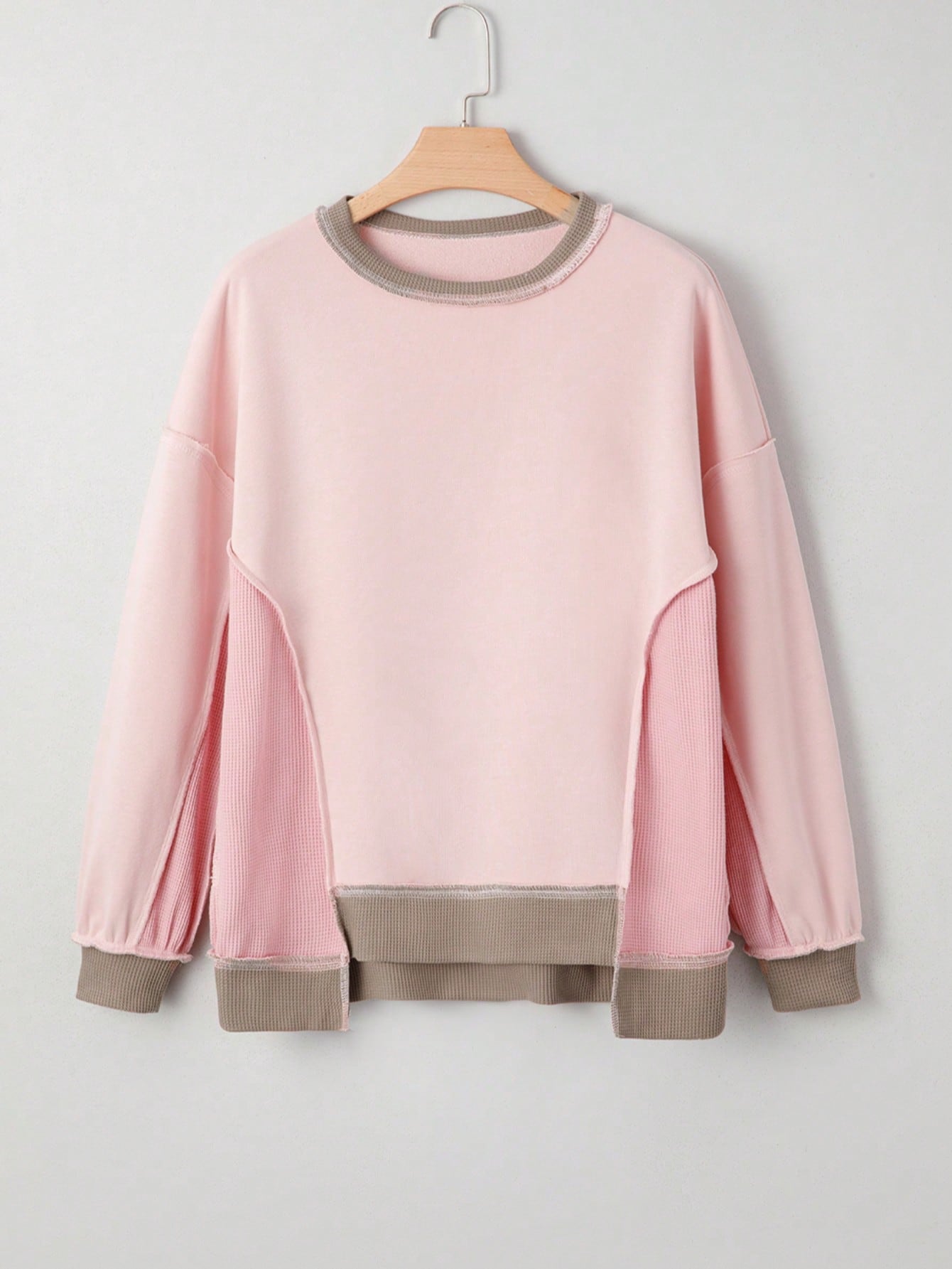 Boho Retro 90's Cotton Mix  Drop Shoulder Stripe Raglan Oversized Side Slit Dolman Shirt Top  Sweatshirt Pullover