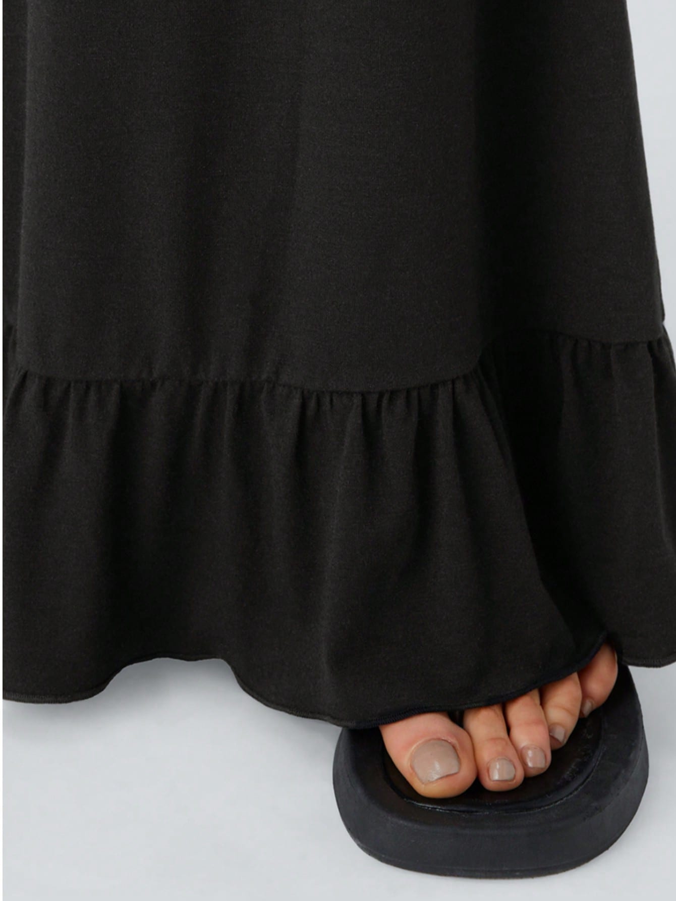Boho Retro 90's Solid Black  Charcoal Viscose Shape High Waist Flared Leggings Pants