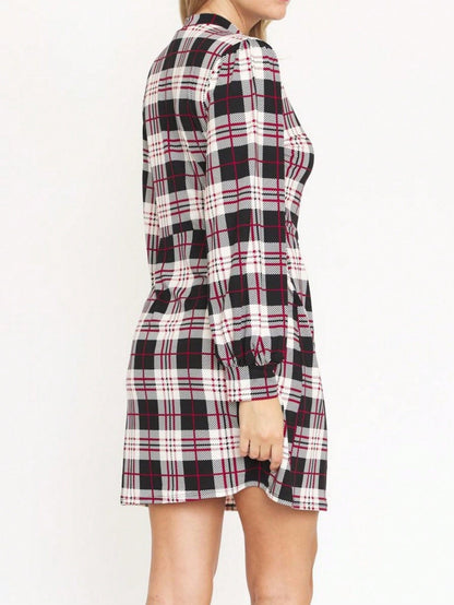Boho Retro Black Navy Contrast Floral Aline Mini Dress