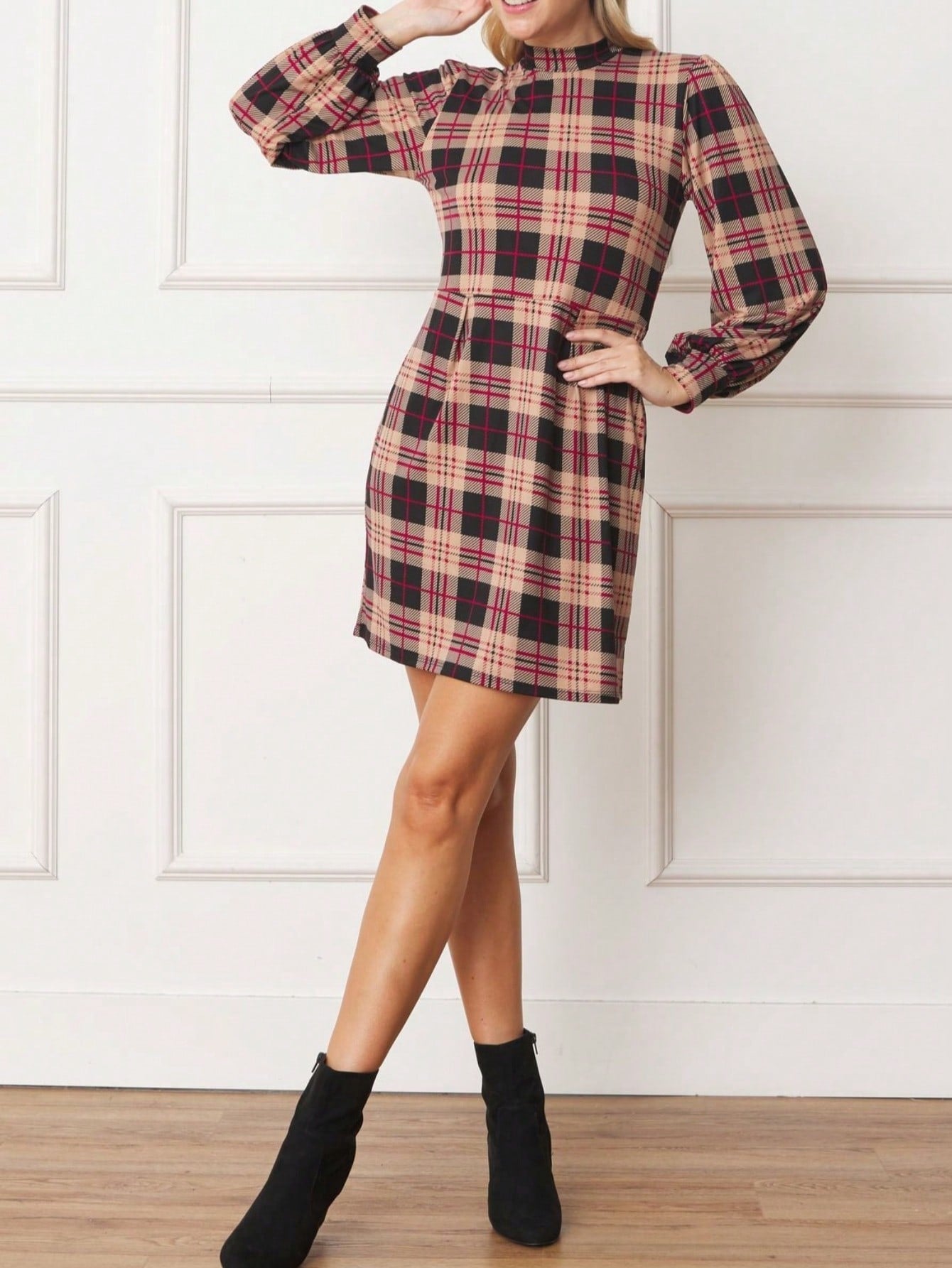 Boho Retro Black Navy Contrast Floral Aline Mini Dress