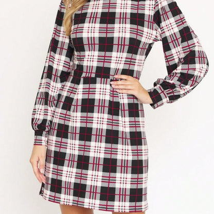 Boho Retro Black Navy Contrast Floral Aline Mini Dress